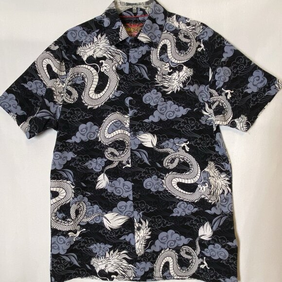 Fresh Prints of Tokyo Shirt Mens Dragon Sz M Drill Clothing AOP Button Up - Picture 2 of 15